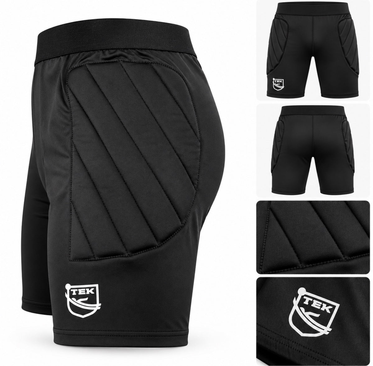 TEK Padded Goalkeeper Compression Shorts – Black